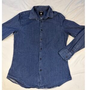 G-Star RAW Core Super Slim Mens Denim Button Down Shirt Size M Western Grunge